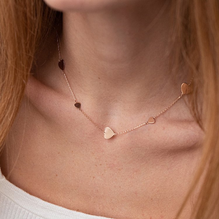 Колье "Сердечки" в красном золоте кол02139 от ювелирного магазина Оникс - 2