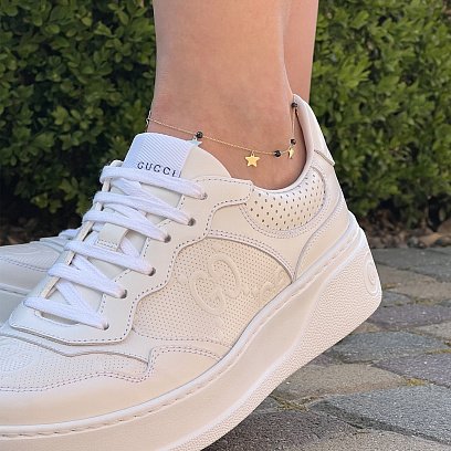 Золотой браслет "Звездочки" на ногу (фианиты) б04886 №5