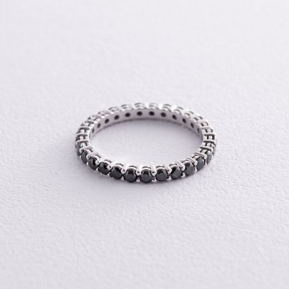 Золота каблучка з доріжкою чорних діамантів 229781122 №3