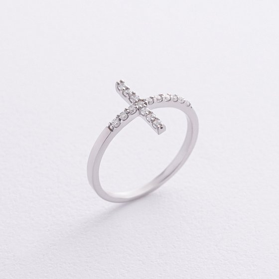 Серебряное кольцо "Крестик" с фианитами 5032 №3