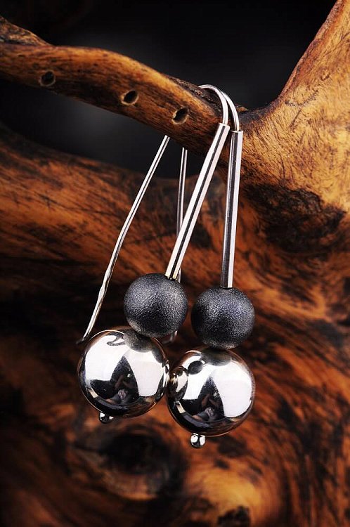 Серьги "Шарики"(чернение) 12519 от ювелирного магазина Оникс - 2