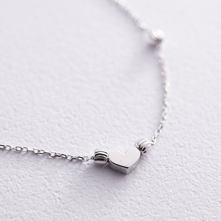 Браслет "Сердечко" в белом золоте б05085 от ювелирного магазина Оникс - 2