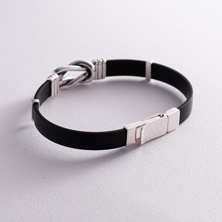 Каучуковий браслет "Переплетення" з срібла 141582 від ювелірного магазину Онікс - 2