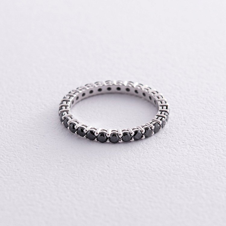 Золота каблучка з доріжкою чорних діамантів 229781122 від ювелірного магазину Онікс - 3