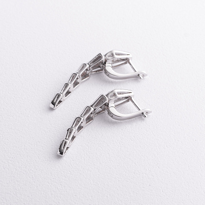 Срібні сережки "Змії" з фіанітами 123531 №3