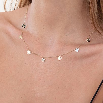 Кольє "Конюшина" в жовтому золоті кол02086