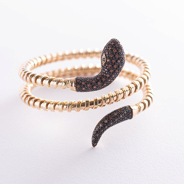 Браслет "Змея" в желтом золоте б04506 от ювелирного магазина Оникс