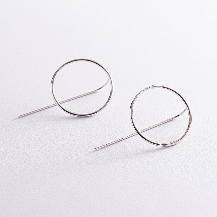 Сережки "Геометрія" у білому золоті с07881 від ювелірного магазину Онікс - 1