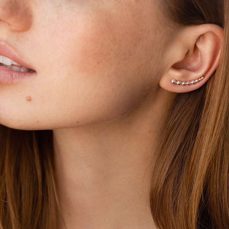 Срібні сережки - клаймбери "Кульки" 123221 від ювелірного магазину Онікс - 4