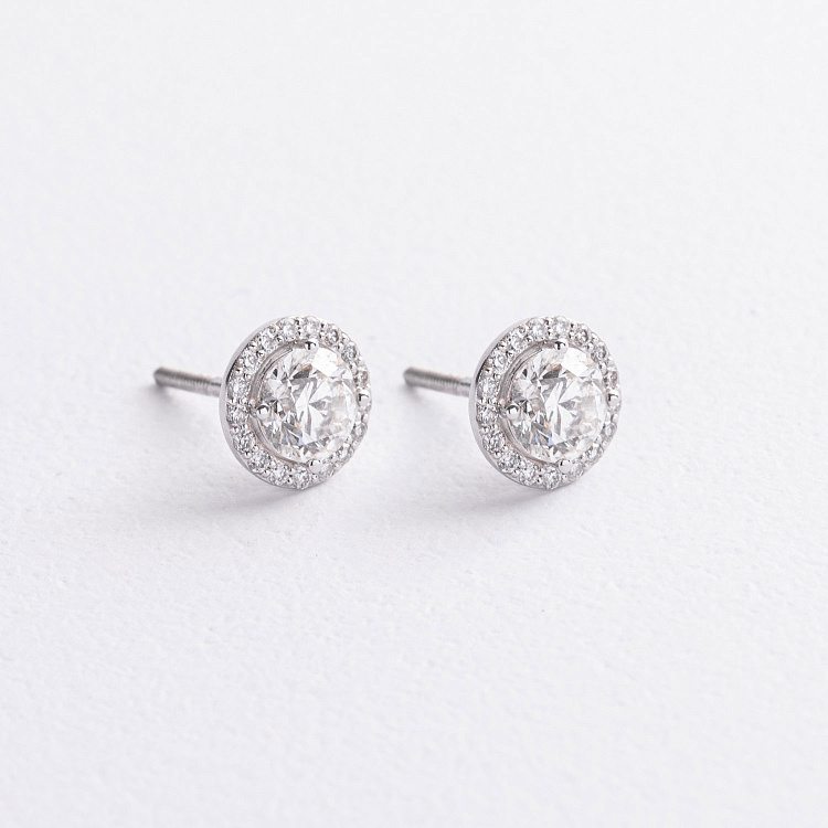 Золотые серьги - пусеты с бриллиантами 344661121 от ювелирного магазина Оникс