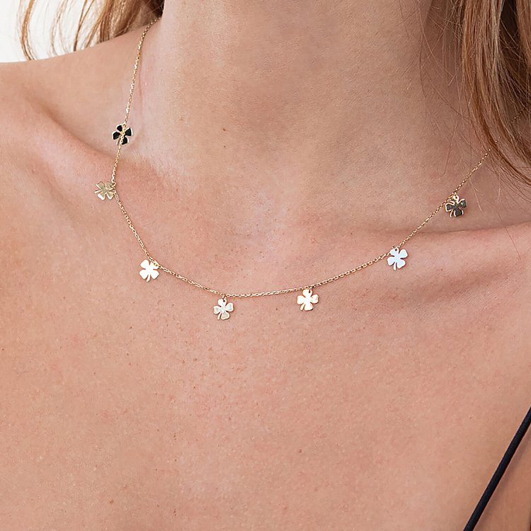 Кольє "Конюшина" в жовтому золоті кол02086 від ювелірного магазину Онікс