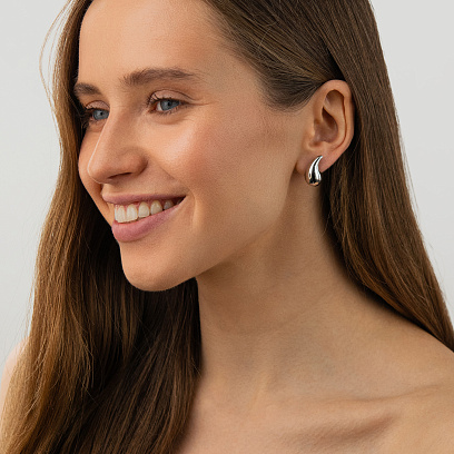 Серьги "Megan" в белом золоте с09736 №4
