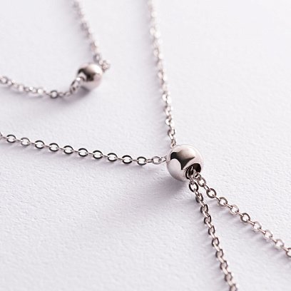 Двойное серебряное колье с шариками 181133 №3