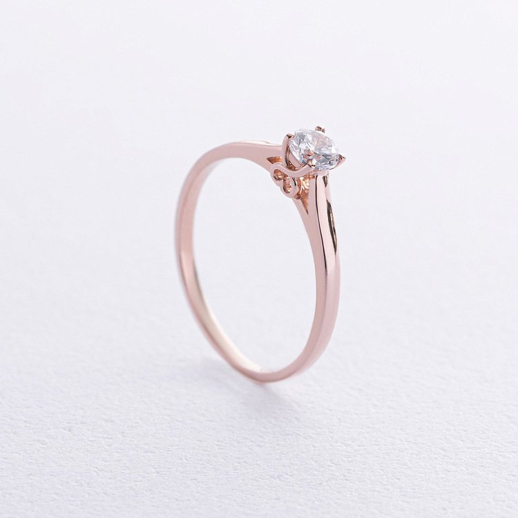 Золотое помолвочное кольцо c сердечком (фианит) к07988 от ювелирного магазина Оникс - 2