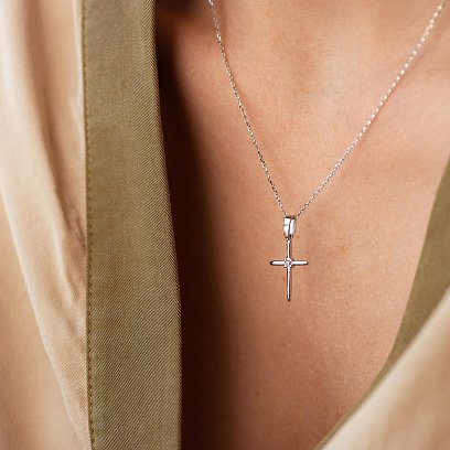 Золоте кольє "Хрестик" з фіанітами кол02192 №6