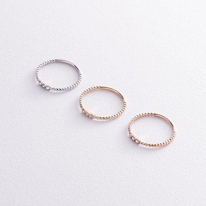 Шариковое кольцо "Мелоди" с фианитами (белое золото) к07395 №8