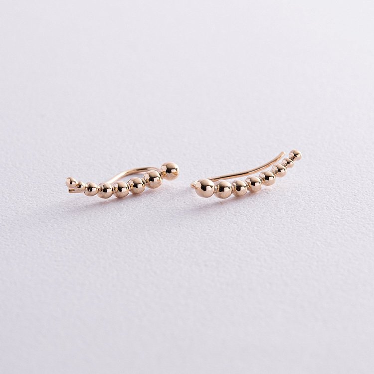 Сережки - клаймбери "Кульки" у жовтому золоті с08237 від ювелірного магазину Онікс - 2