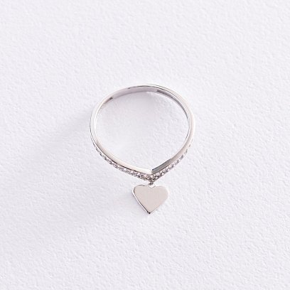Золотое кольцо "Сердечко" с фианитами к06827 №3