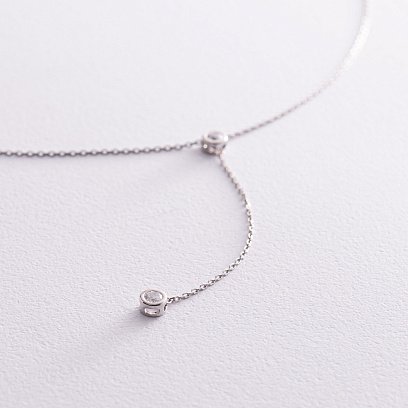 Срібне кольє - краватка з фіанітами 908-01215 №4