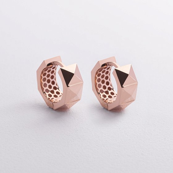 Сережки - кільця "Claire" у червоному золоті с09380