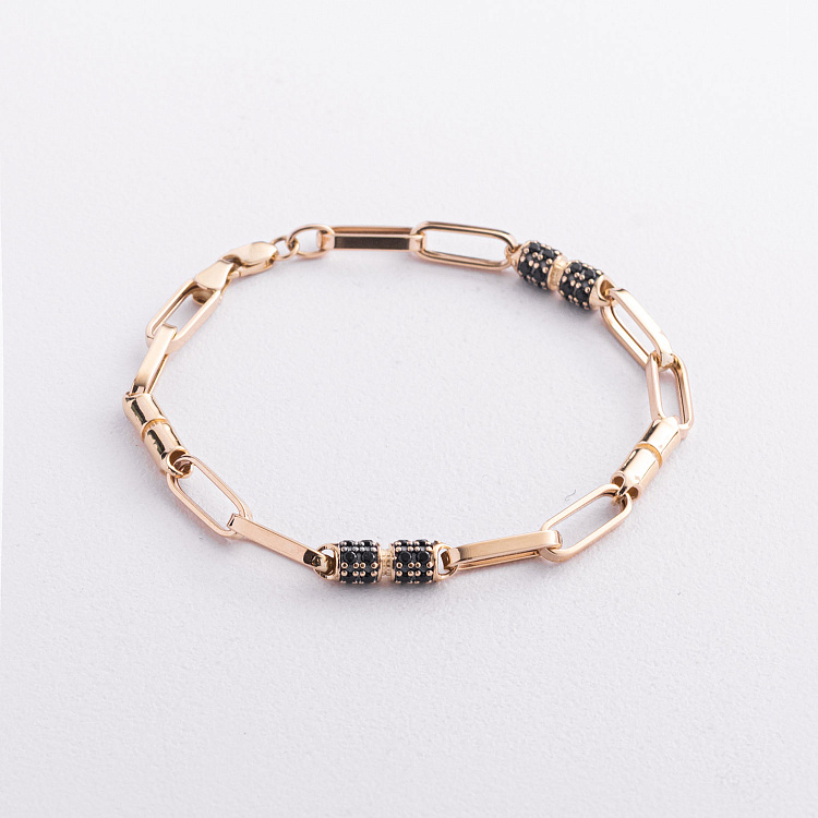 Золотой браслет "Lucile" (черные фианиты) б05832 от ювелирного магазина Оникс