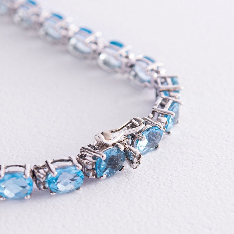 Золотой браслет с бриллиантами и топазами бр0348 от ювелирного магазина Оникс - 5