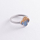 Серебряное кольцо "Клевер" (голубые и желтые камни) 5442 от ювелирного магазина Оникс - 2