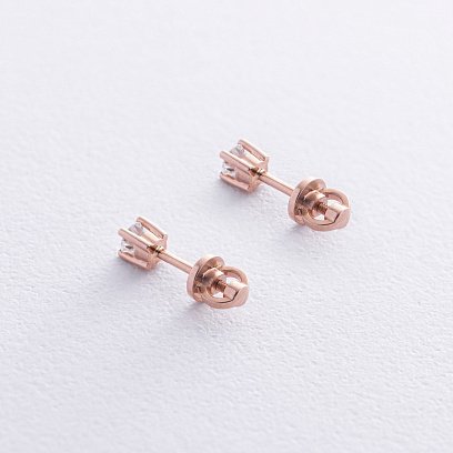 Серьги - пусеты с бриллиантами (красное золото) 34752421 №3