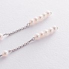 Срібні сережки - пусети з перлами на ланцюжку 2340/1р-3PWT от ювелирного магазина Оникс - 1