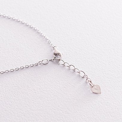 Серебряное колье "Сердечко" (эмаль, фианит) 181118 №3