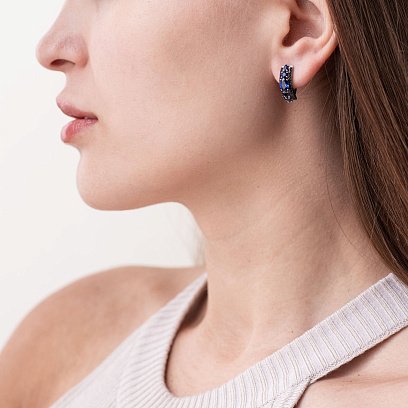 Серебряные серьги с сапфирами и фианитами 2943/9р-NSPH №2