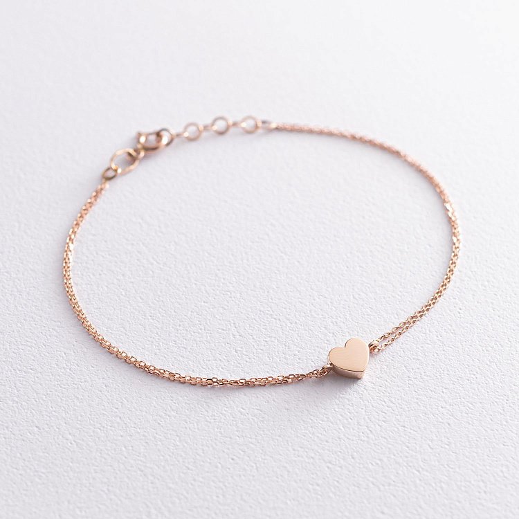 Браслет "Сердечко" в красном золоте б04559 от ювелирного магазина Оникс