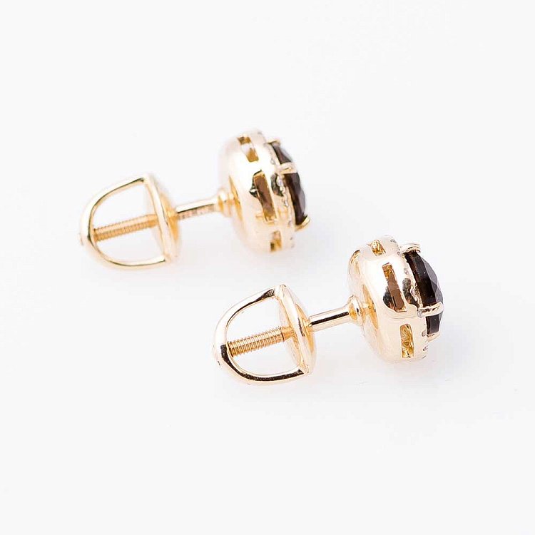 Золоті сережки-пусети з раухтопазом р14048668а від ювелірного магазину Онікс - 1