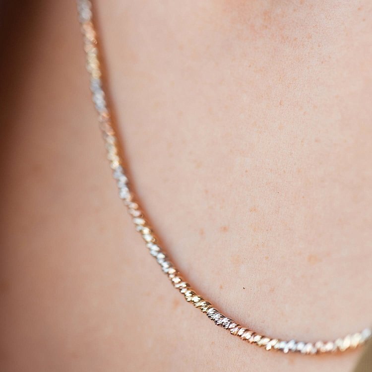 Ланцюжок "Кульки" у трьох кольорах золота ц00442 від ювелірного магазину Онікс - 5