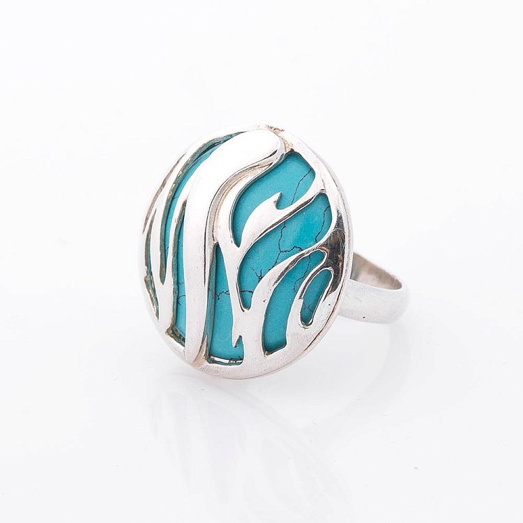 Серебряное кольцо (им. бирюза) 11811 от ювелирного магазина Оникс