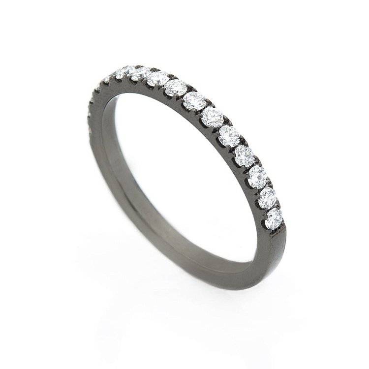 Каблучка із золота з діамантами (оксидування) кб0115ch від ювелірного магазину Онікс