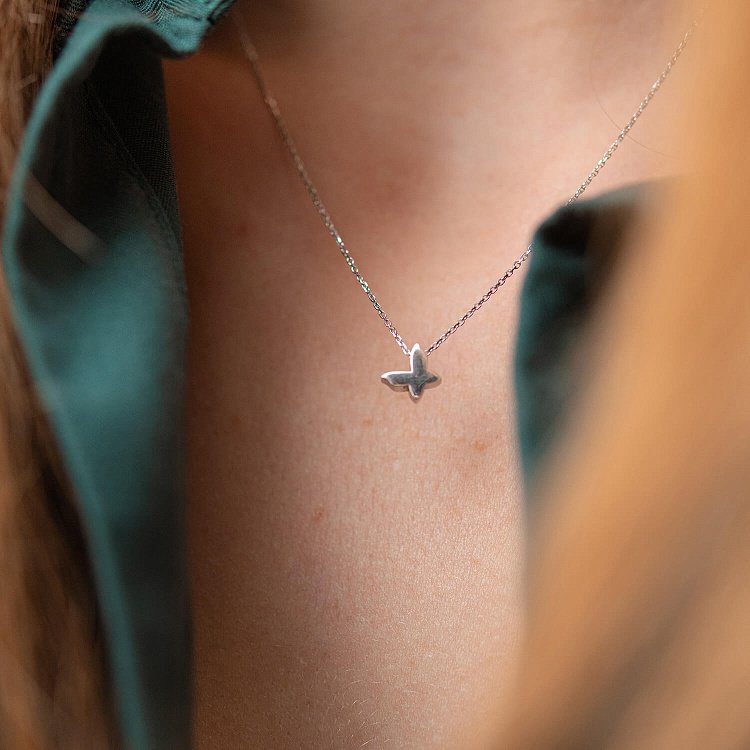 Колье "Бабочка" в белом золоте кол02148 от ювелирного магазина Оникс - 5