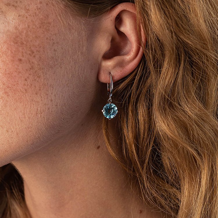 Золоті сережки "Захоплення" з блакитним топазом с08003 від ювелірного магазину Онікс - 5