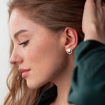 Сережки - пусети "Щирість" в червоному золоті с06974 №7