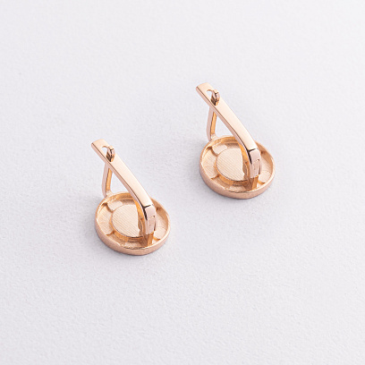 Серьги "Love" в красном золоте (эмаль) с09130 №2