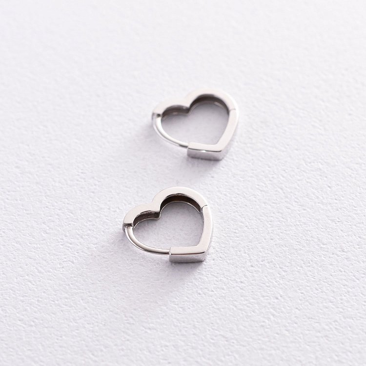 Сережки "Сердечки" в білому золоті с07422 від ювелірного магазину Онікс