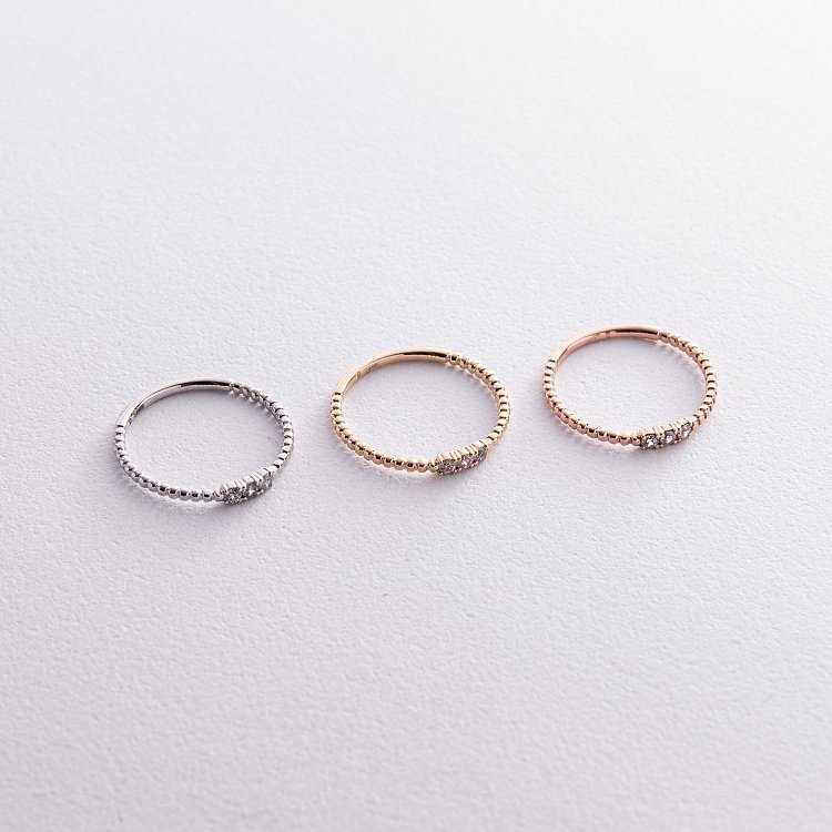 Кулькова каблучка "Мелоді" з фіанітами (жовте золото) к07405 від ювелірного магазину Онікс - 3