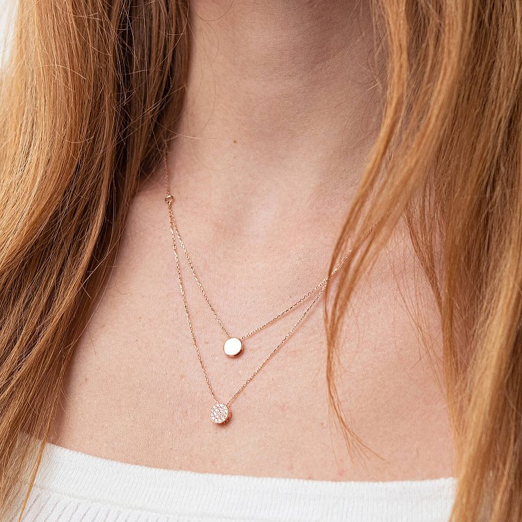 Подвійне золоте кольє "Чарівність" з фіанітами кол02115 від ювелірного магазину Онікс - 1