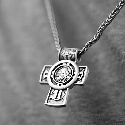 Серебряный православный крест "Господь Вседержитель. Ангел Хранитель. Спаси и Сохрани" 133233 №4