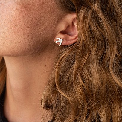 Золотые серьги-пусеты "Ласточка" с06409 №2