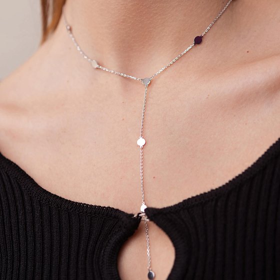Серебряное колье - галстук "Монетки" 908-01233 №3