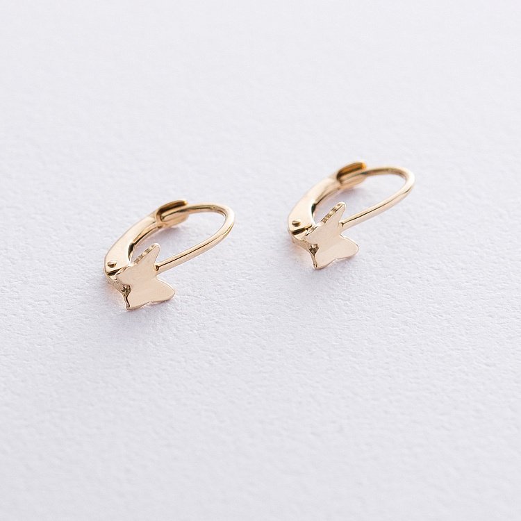 Детские золотые серьги "Бабочки" с05897 от ювелирного магазина Оникс