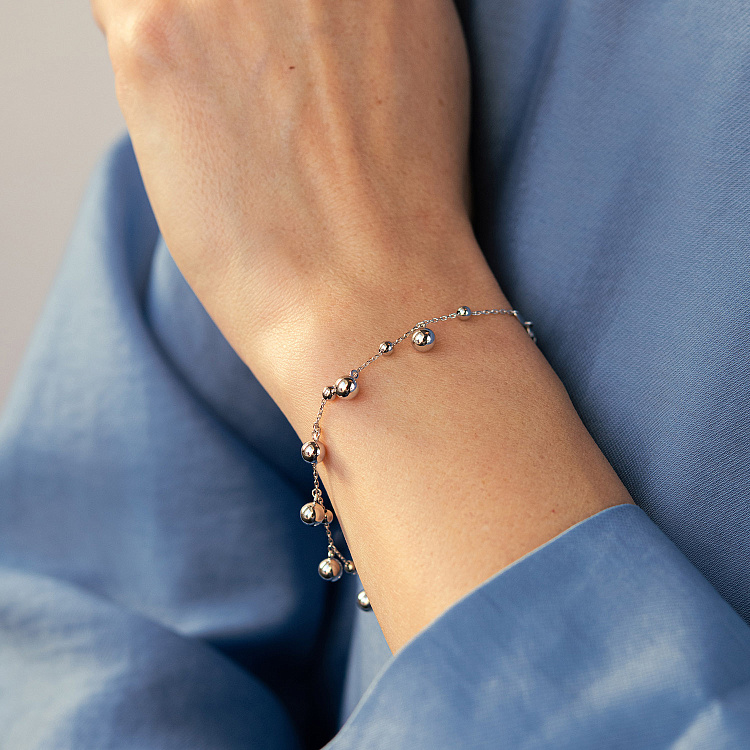 Браслет "Шарики" в белом золоте б05762 от ювелирного магазина Оникс - 3