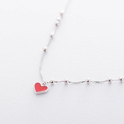 Срібне кольє з сердечком (емаль) 18802 №5