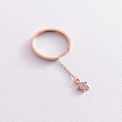 Золота каблучка з підвіскою "Зірочка" (фіаніти) к06994